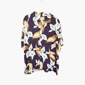 Paradise Found Hawaiian Shirt Men's 3XL Magnum PI Purple Blue Cala Lily Tropical